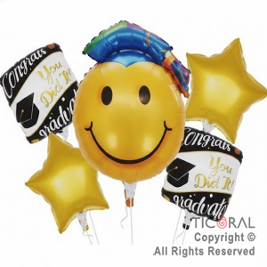 SET DE GLOBOS METALIZADO GRADUADO SMILE 5 UNIDADES X 1